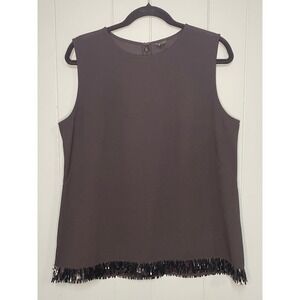 Ann Taylor Women's Sleeveless Sequined Fringe Trim Top Size Large
